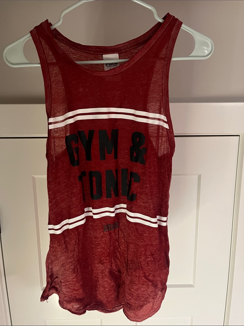 PINK Victoria's Secret Red Sheer Graphic Tank